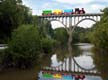 Busy Little Engine on a very tall bridge